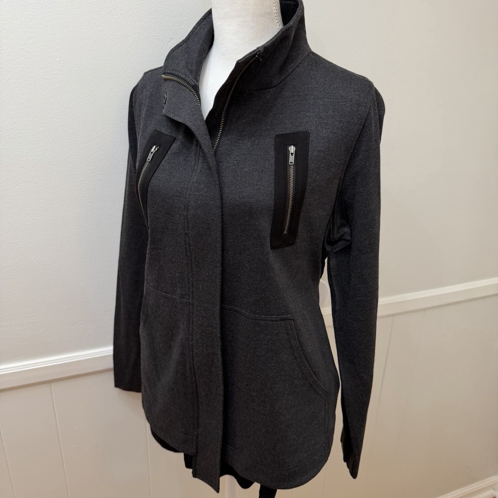 Cabi Love Carol Knit Jacket 3184 Gray Mesh‎ Back Tie Waist Women's Small NWOT